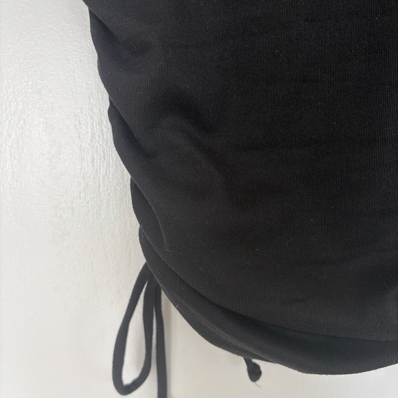 Black Ruched Drawstring Top - Picture 4 of 4